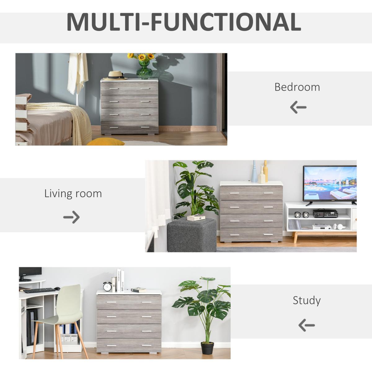 Chest of 4 Drawers - Grey, White – image 6
