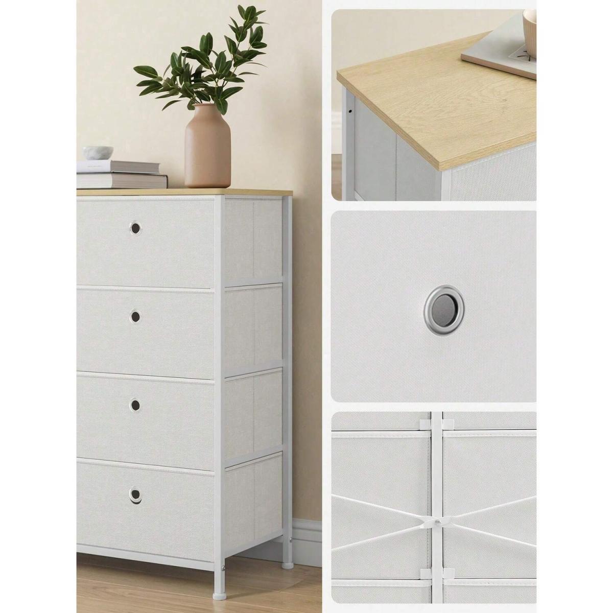 8-Drawer Fabric Storage Unit Dresser - White