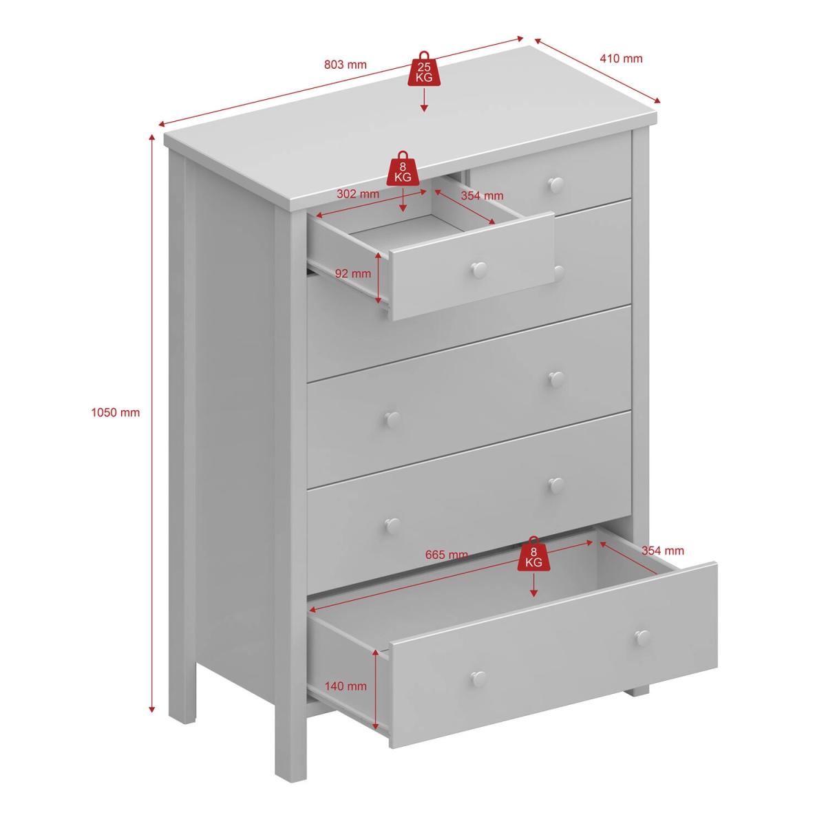 Tromso 6-Drawer Chest of Drawers - Grey – image 9