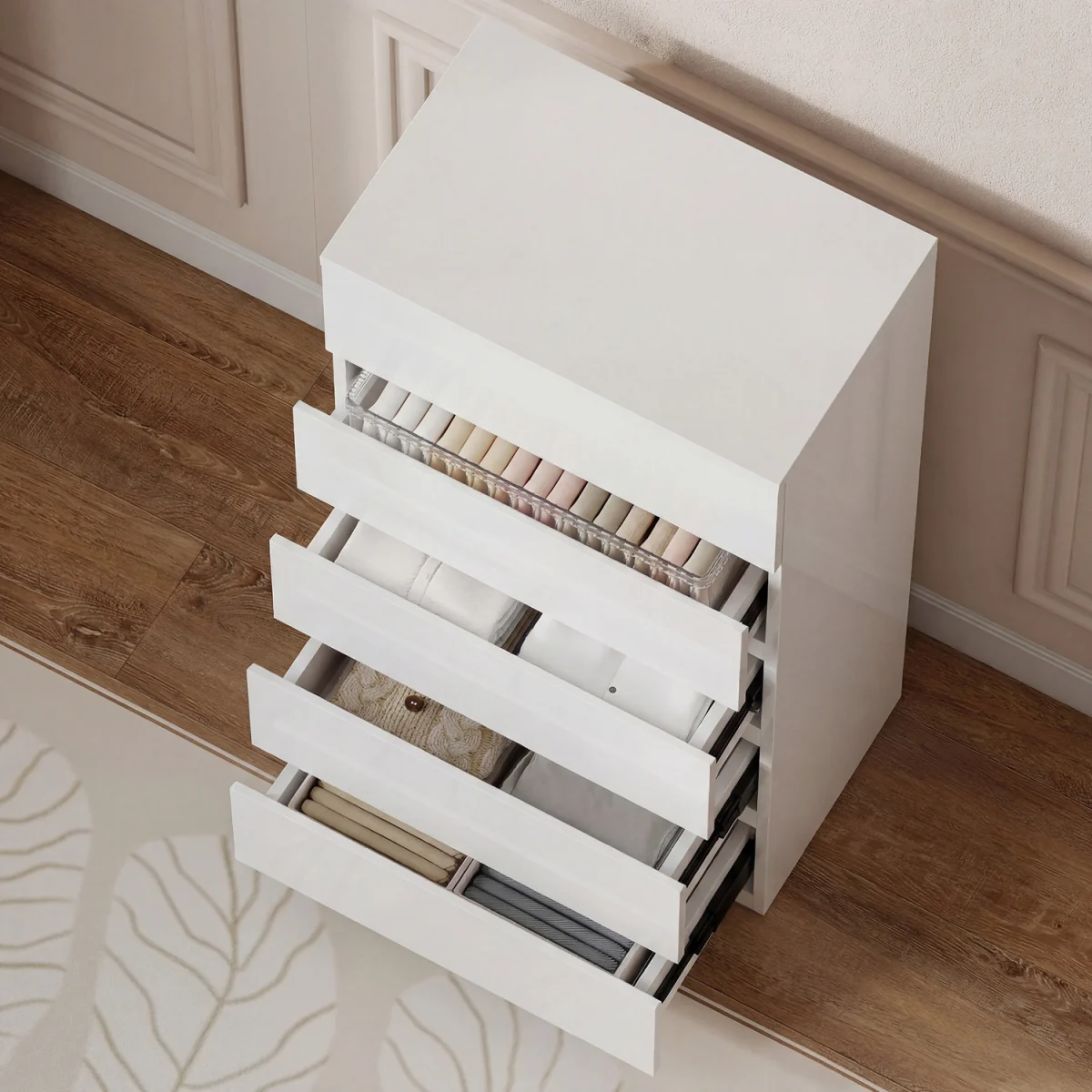 HOMCOM Bedroom Chest of Drawers, 5 Drawers Dresser, Drawer Unit, White - White – image 7