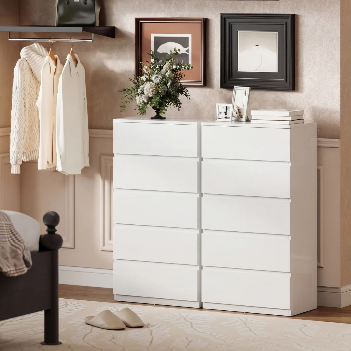 HOMCOM Bedroom Chest of Drawers, 5 Drawers Dresser, Drawer Unit, White - White – image 8