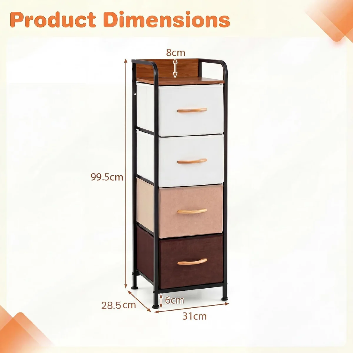 4 Drawer Metal Frame Bedroom Dresser – image 2