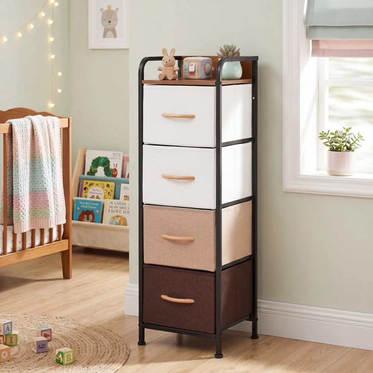 4 Drawer Metal Frame Bedroom Dresser – image 3