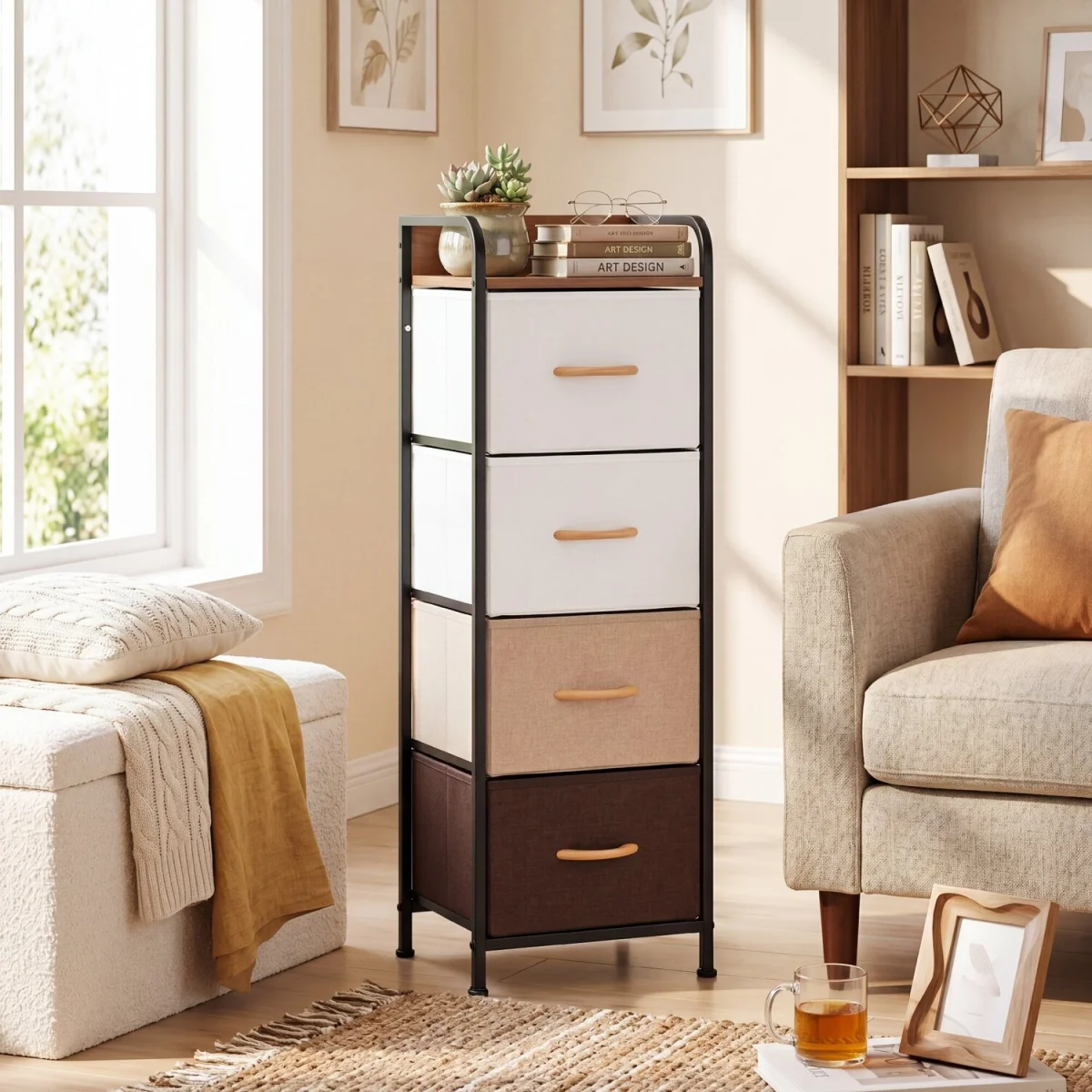 4 Drawer Metal Frame Bedroom Dresser – image 4