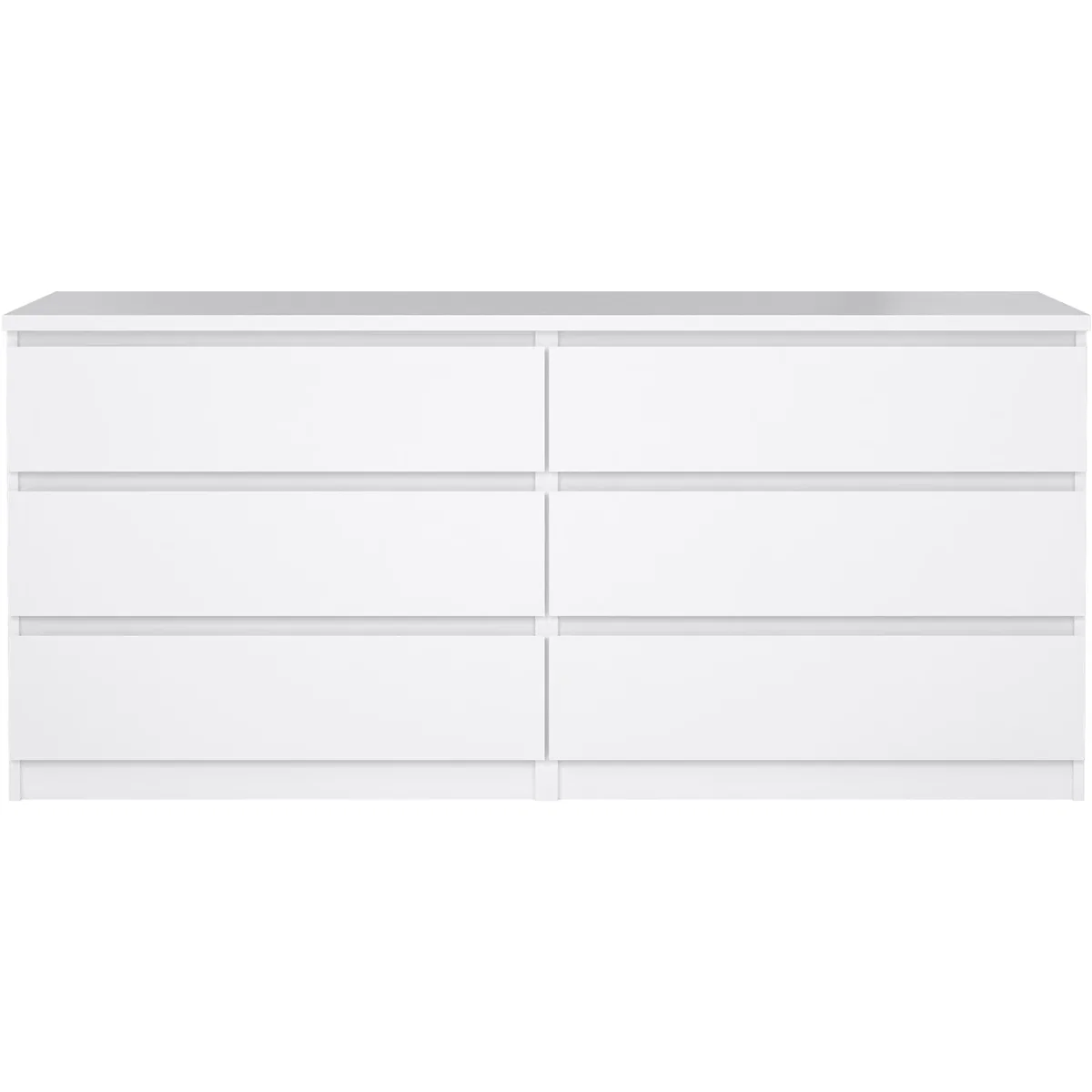 Naia Wide Chest of 6 Drawers (3+3) in White - White High Gloss – image 2