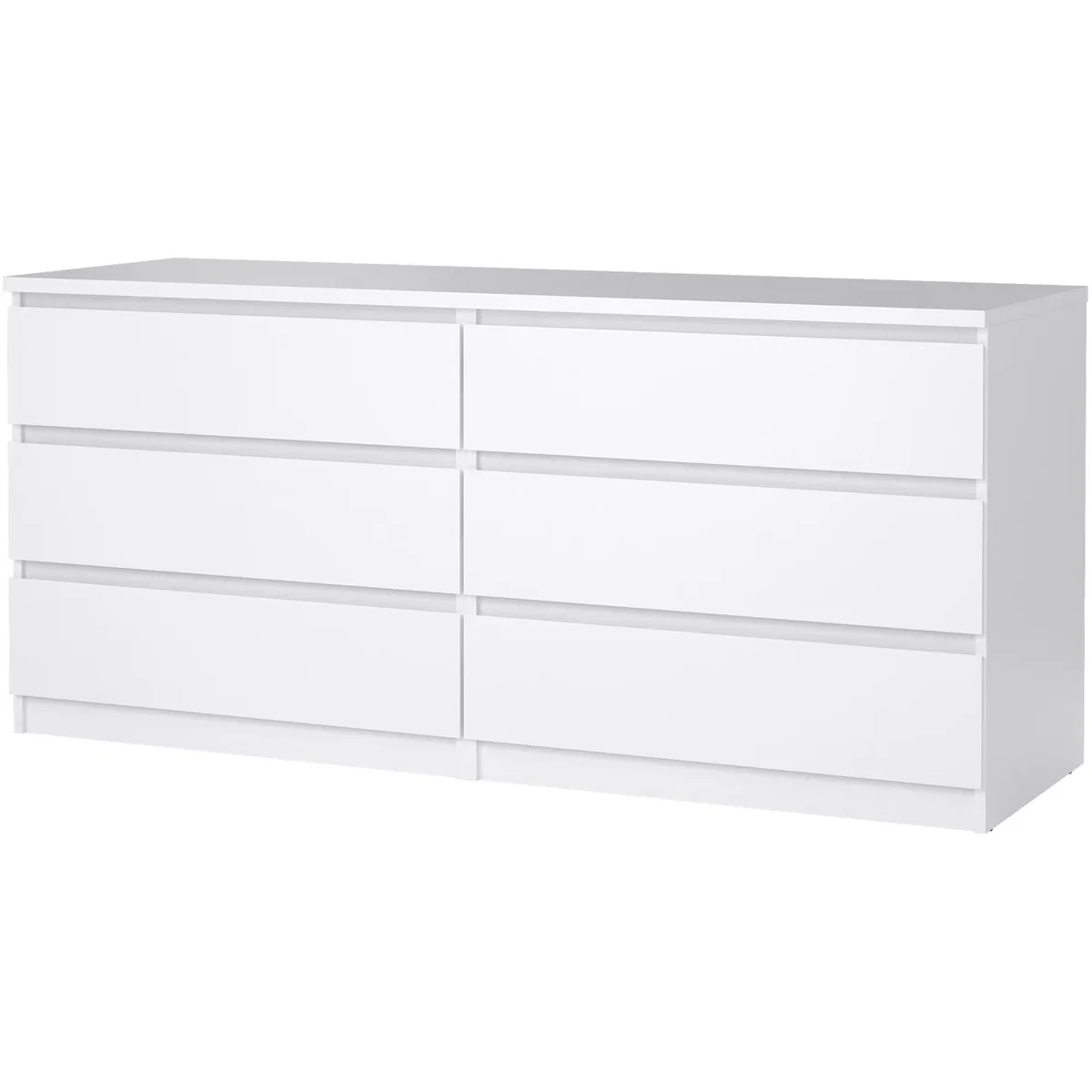 Naia Wide Chest of 6 Drawers (3+3) in White - White High Gloss – image 3