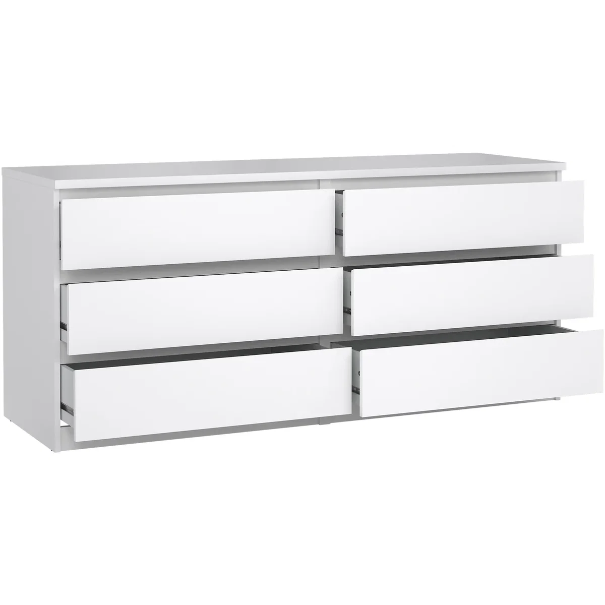 Naia Wide Chest of 6 Drawers (3+3) in White - White High Gloss – image 4