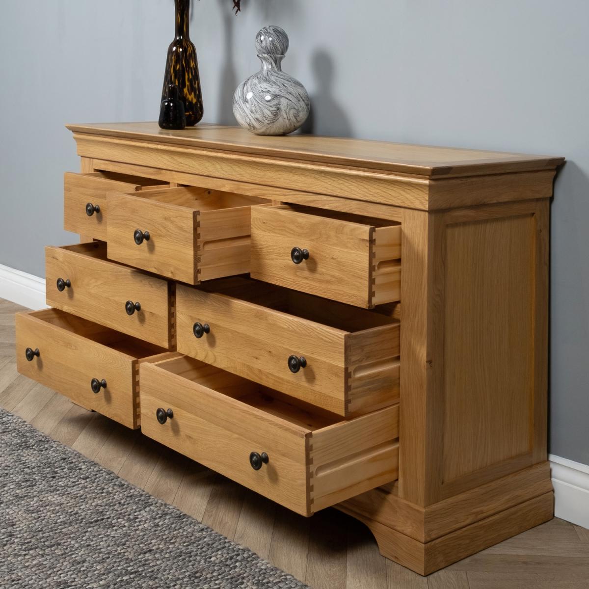 Oak 3 Over 4 Chest Of Drawers - Brown