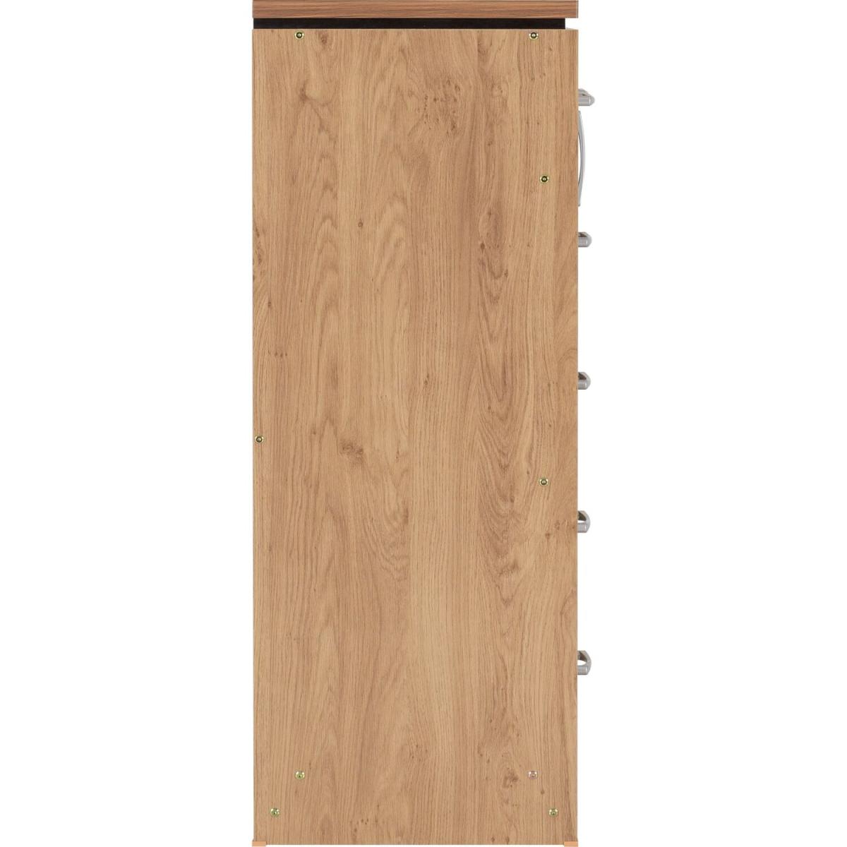 Charles 1 Door 6 Drawer Chest Oak Effect Veneer with Walnut Trim - Oak Effect Veneer – image 5