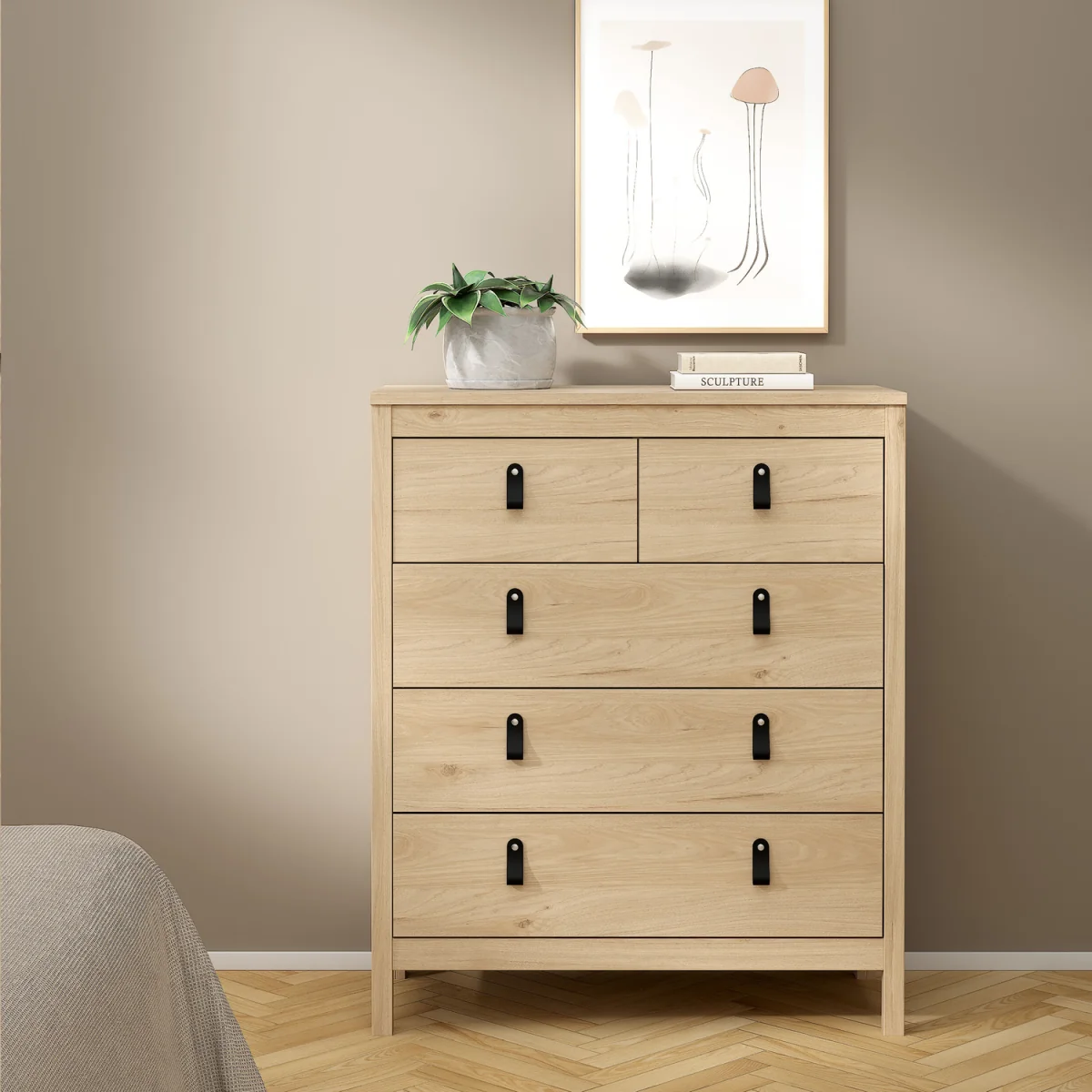 Barcelona Chest 3+2 Drawers in Jackson Hickory Oak - Jackson Hickory – image 2