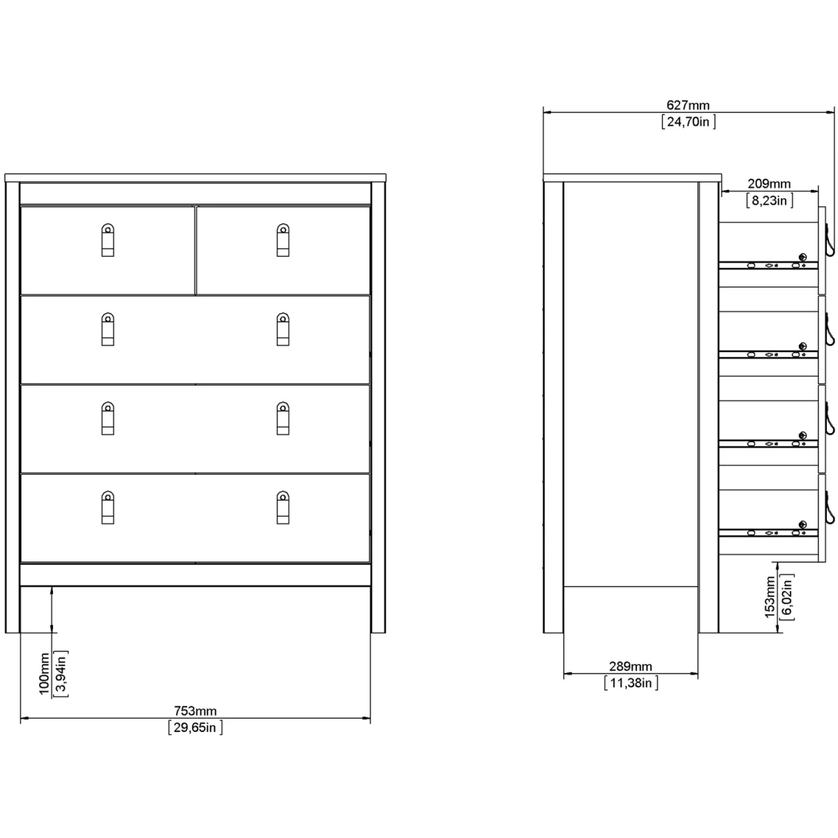 Barcelona Chest 3+2 Drawers in Jackson Hickory Oak - Jackson Hickory – image 12