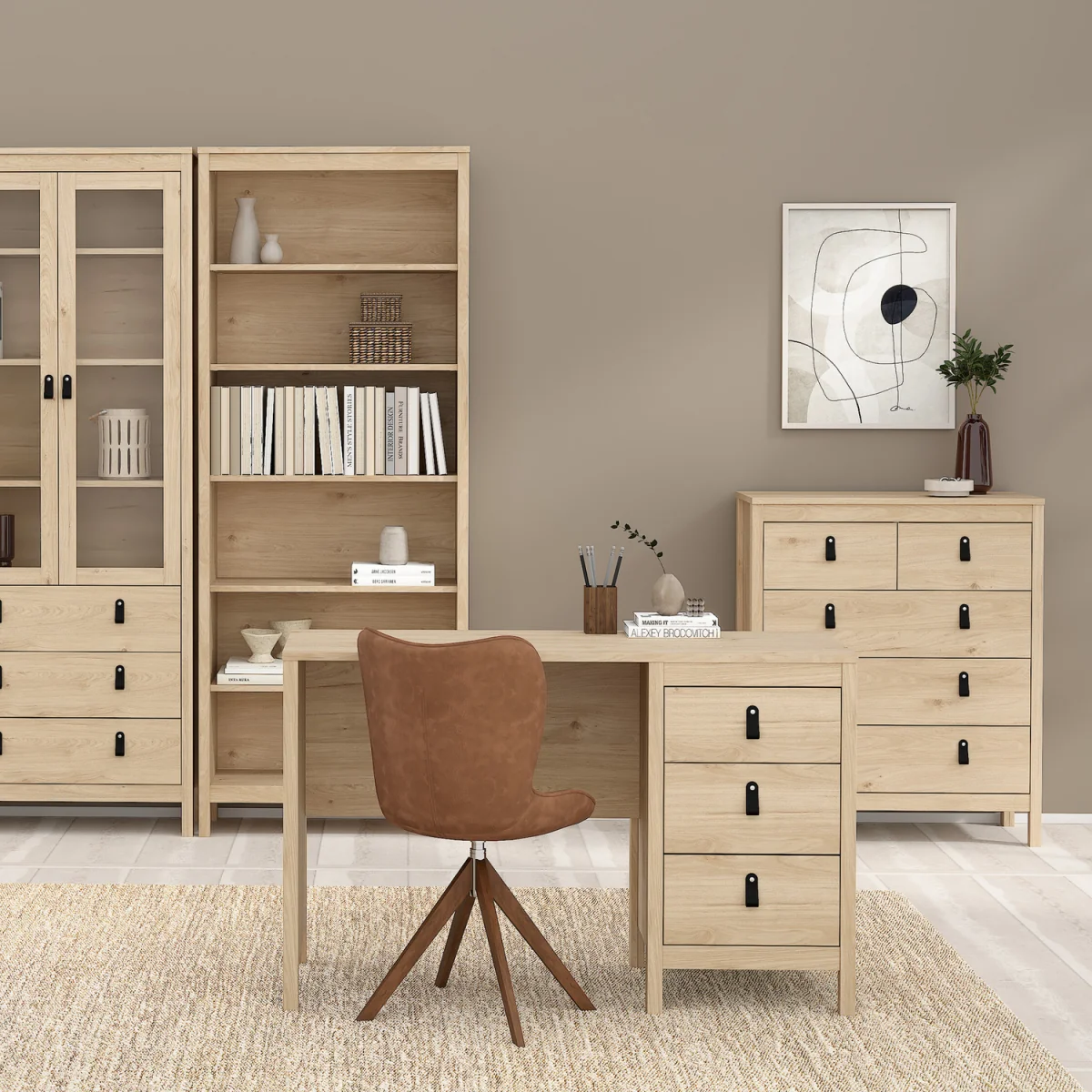 Barcelona Chest 3+2 Drawers in Jackson Hickory Oak - Jackson Hickory – image 8