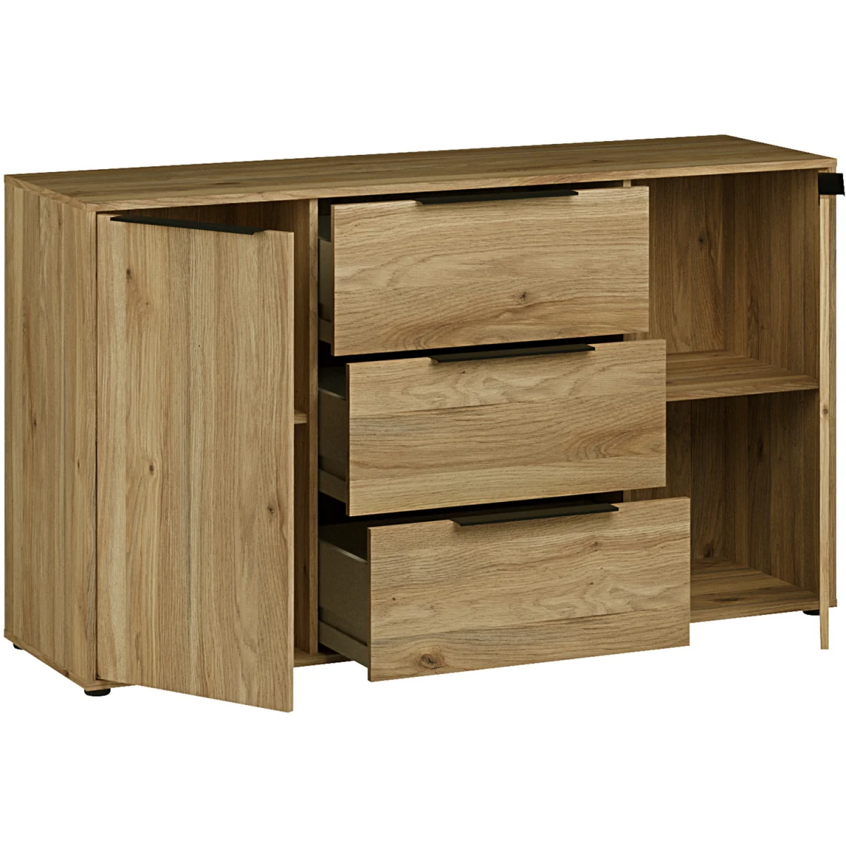 Orkney 3 Drawer Sidebaord with 2 Doors in Mauvella Oak - Mauvella Oak – image 5