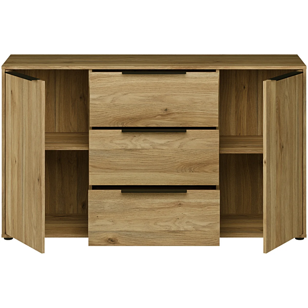 Orkney 3 Drawer Sidebaord with 2 Doors in Mauvella Oak - Mauvella Oak – image 6