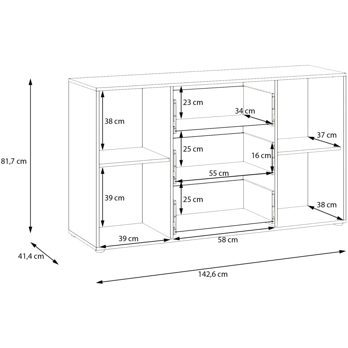 Orkney 3 Drawer Sidebaord with 2 Doors in Mauvella Oak - Mauvella Oak – image 10