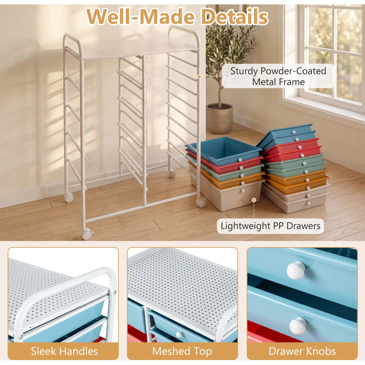 15 Drawer Rolling Storage Cart Rainbow - Multi-color – image 2