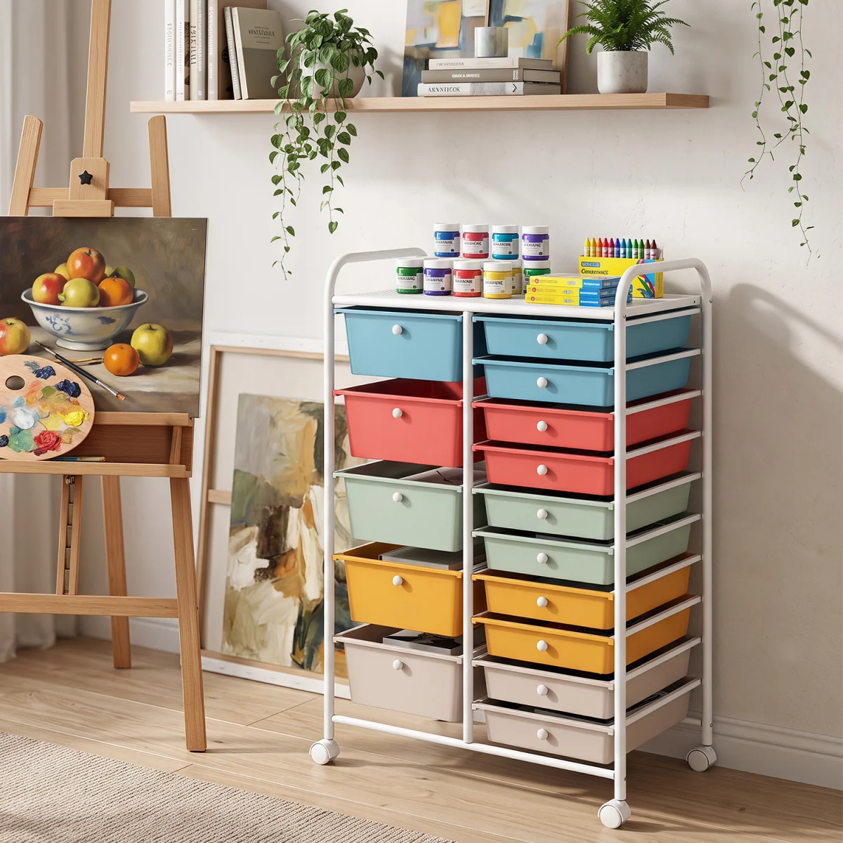 15 Drawer Rolling Storage Cart Rainbow - Multi-color – image 4