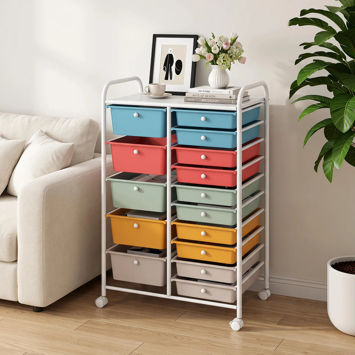 15 Drawer Rolling Storage Cart Rainbow - Multi-color – image 5