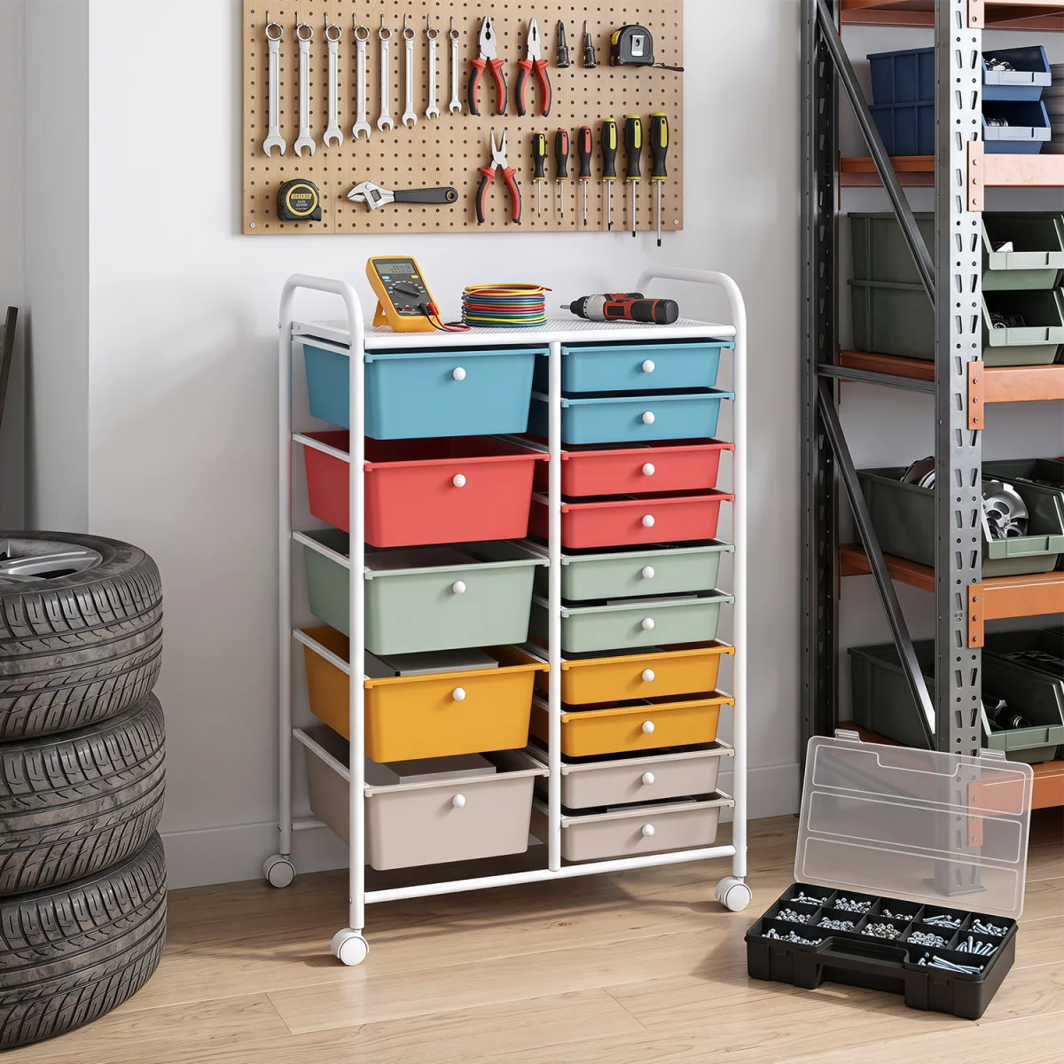 15 Drawer Rolling Storage Cart Rainbow - Multi-color – image 6