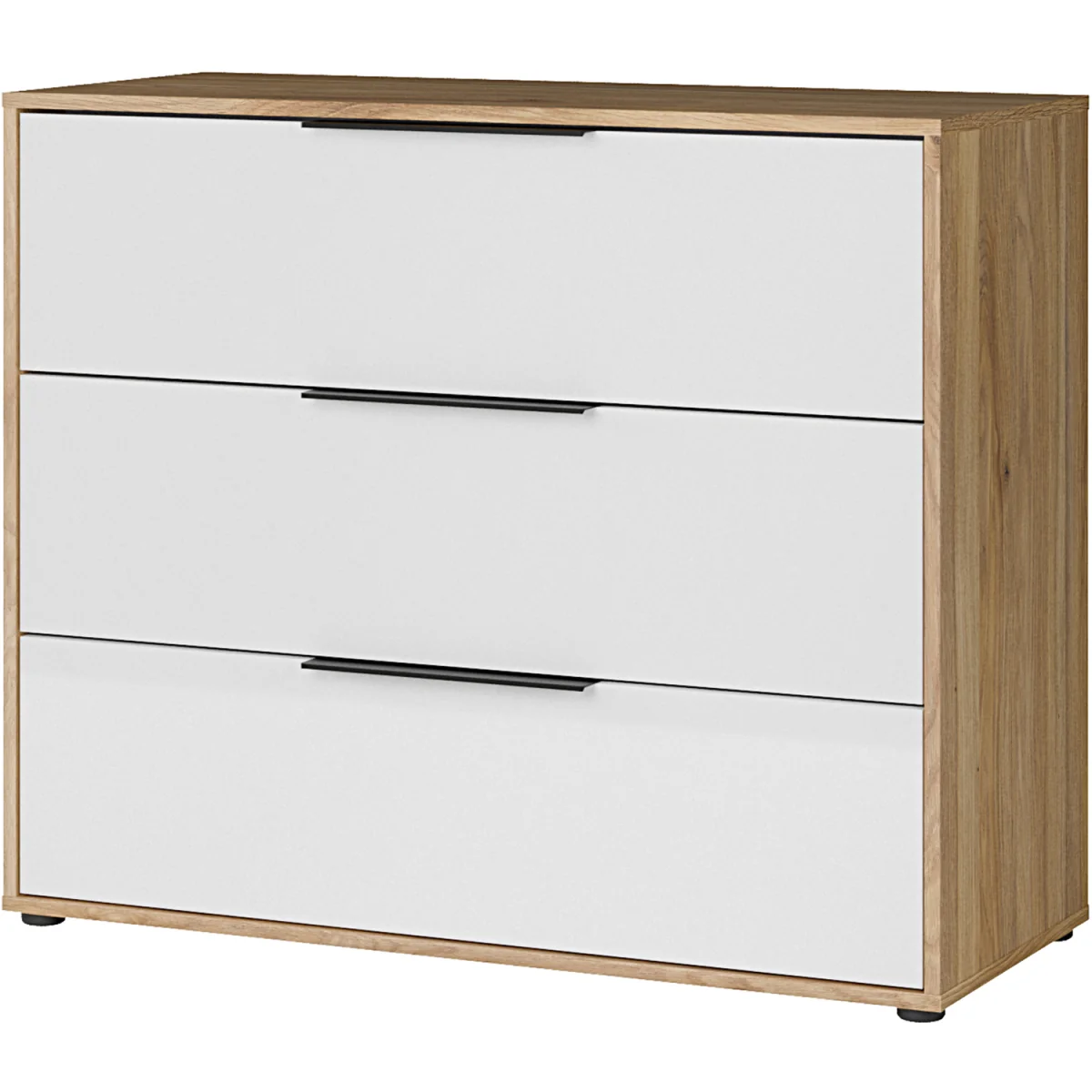 Orkney 3 Drawer Chest in Mauvella Oak and White Gloss - Mauvella Oak & White – image 5
