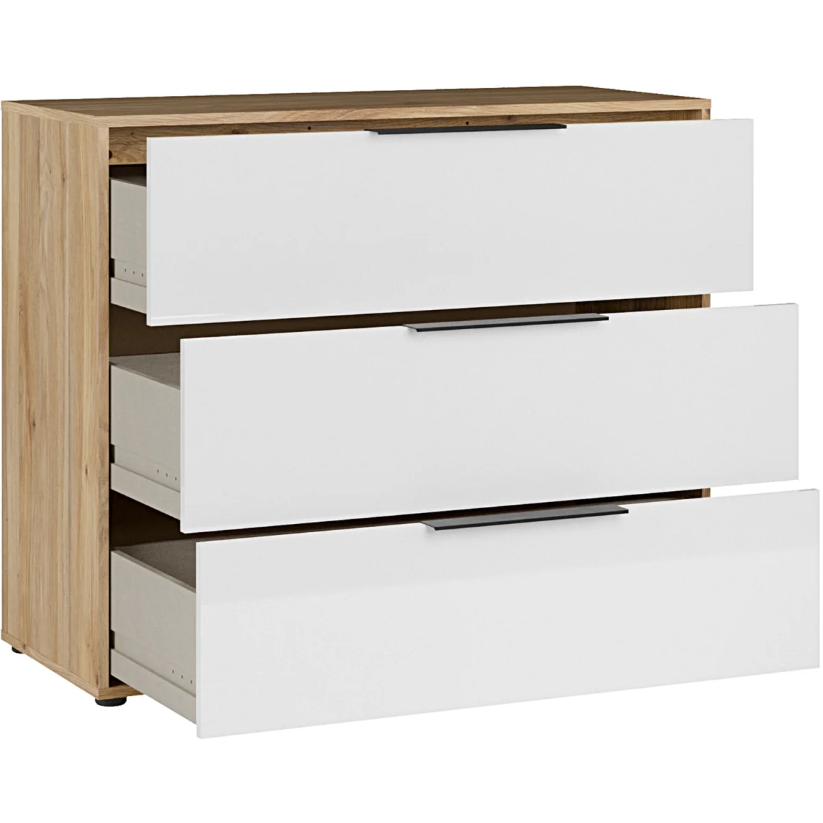 Orkney 3 Drawer Chest in Mauvella Oak and White Gloss - Mauvella Oak & White – image 6