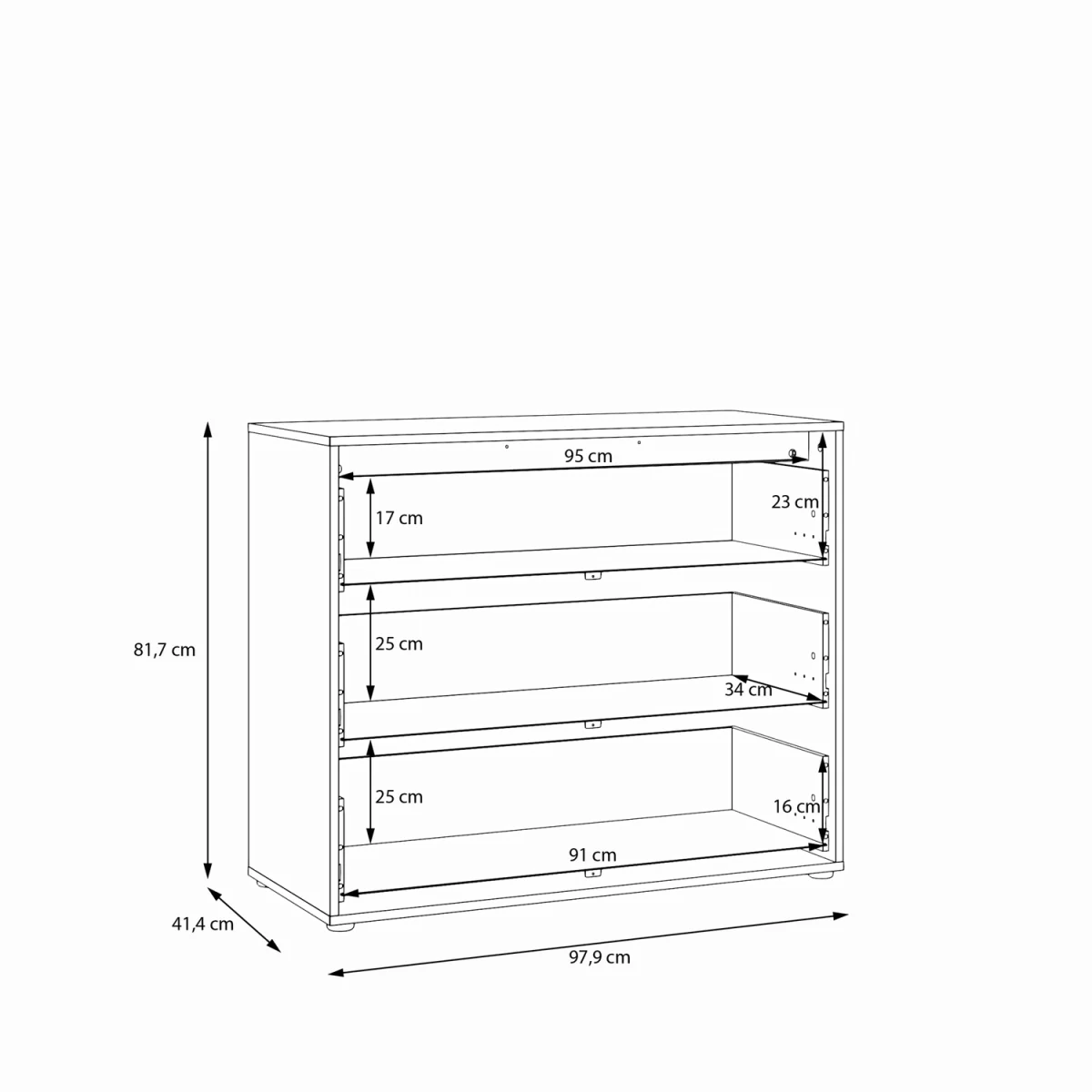 Orkney 3 Drawer Chest in Mauvella Oak and White Gloss - Mauvella Oak & White – image 10