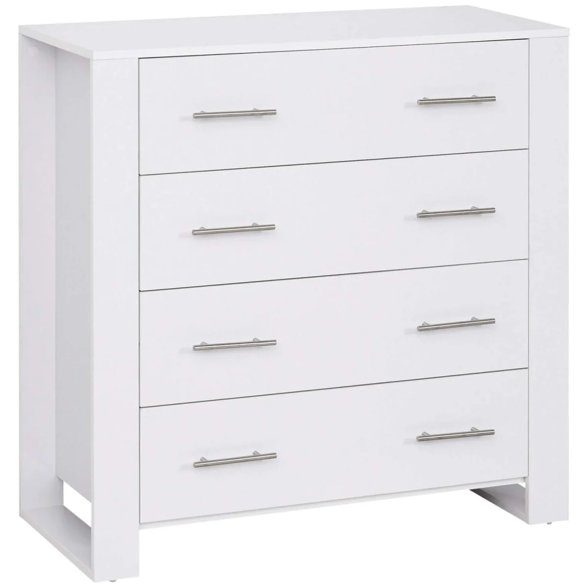 Moyota 4-Drawer Chest in White with Silver Metal Handles – image 3
