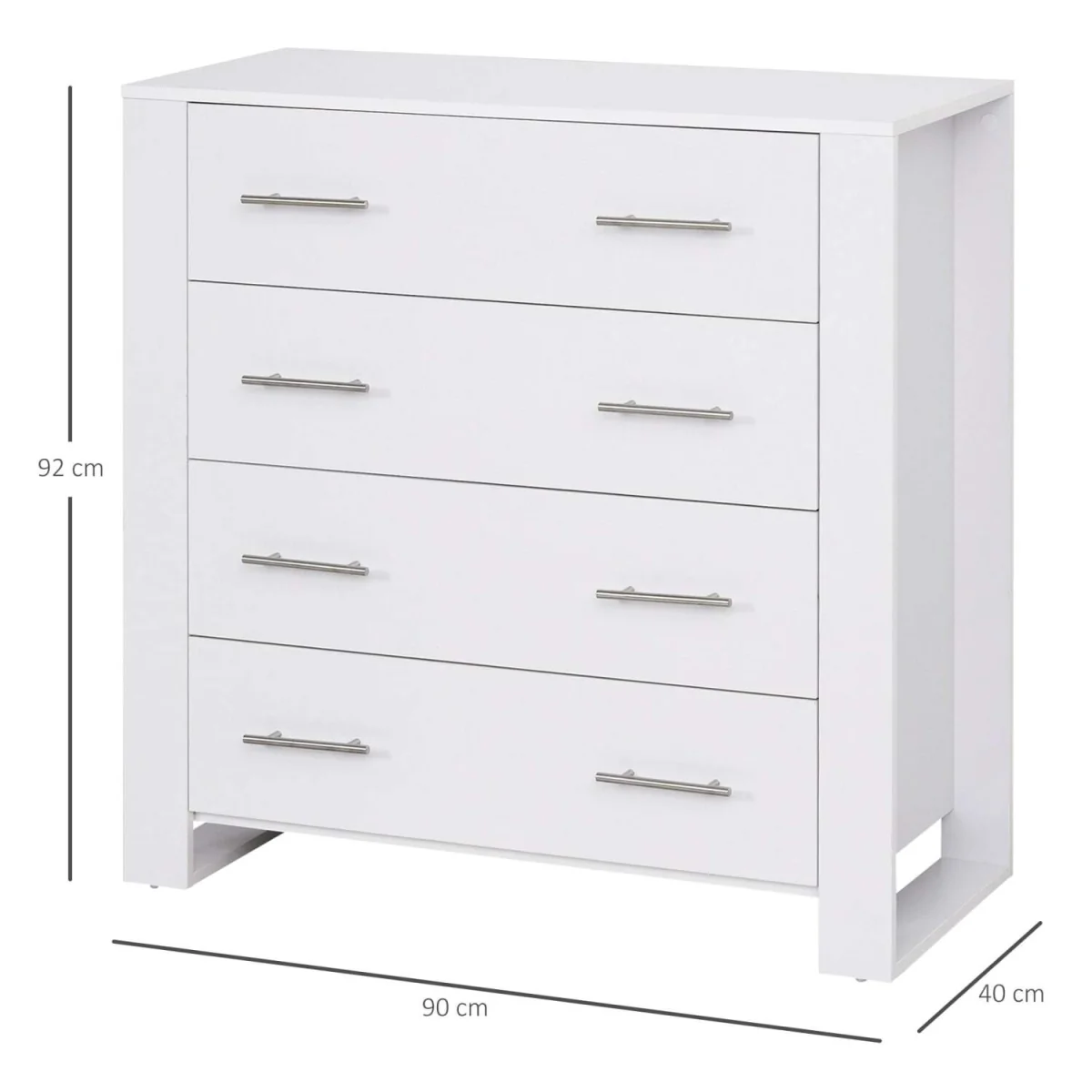 Moyota 4-Drawer Chest in White with Silver Metal Handles – image 5