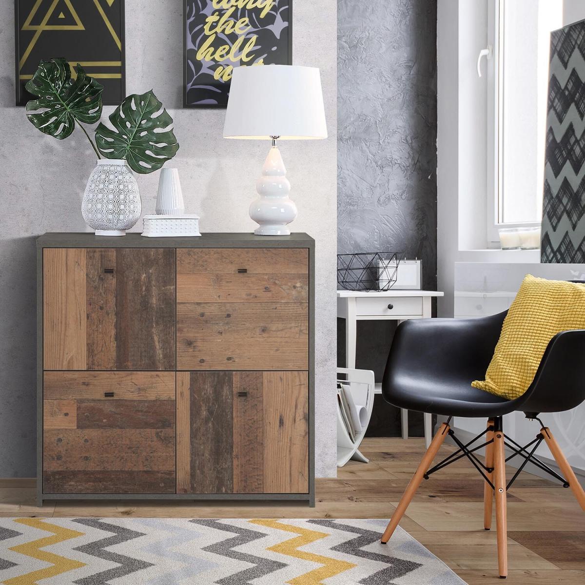 Best 4-Door Chest - Vintage Wood/Dark Grey – image 5