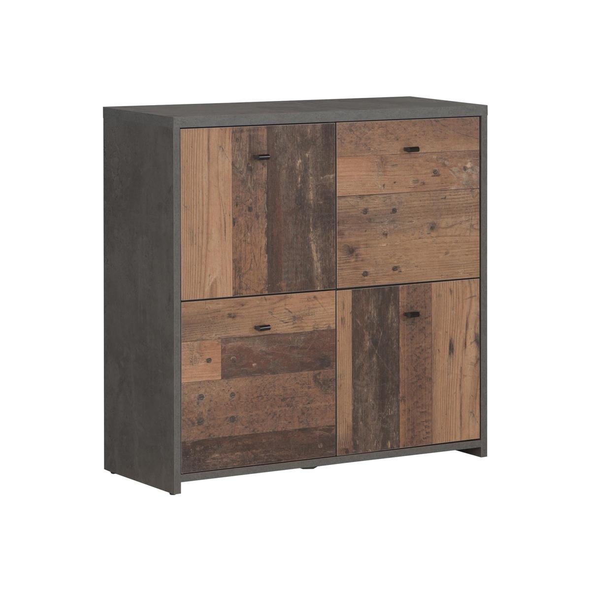 Best 4-Door Chest - Vintage Wood/Dark Grey – image 1