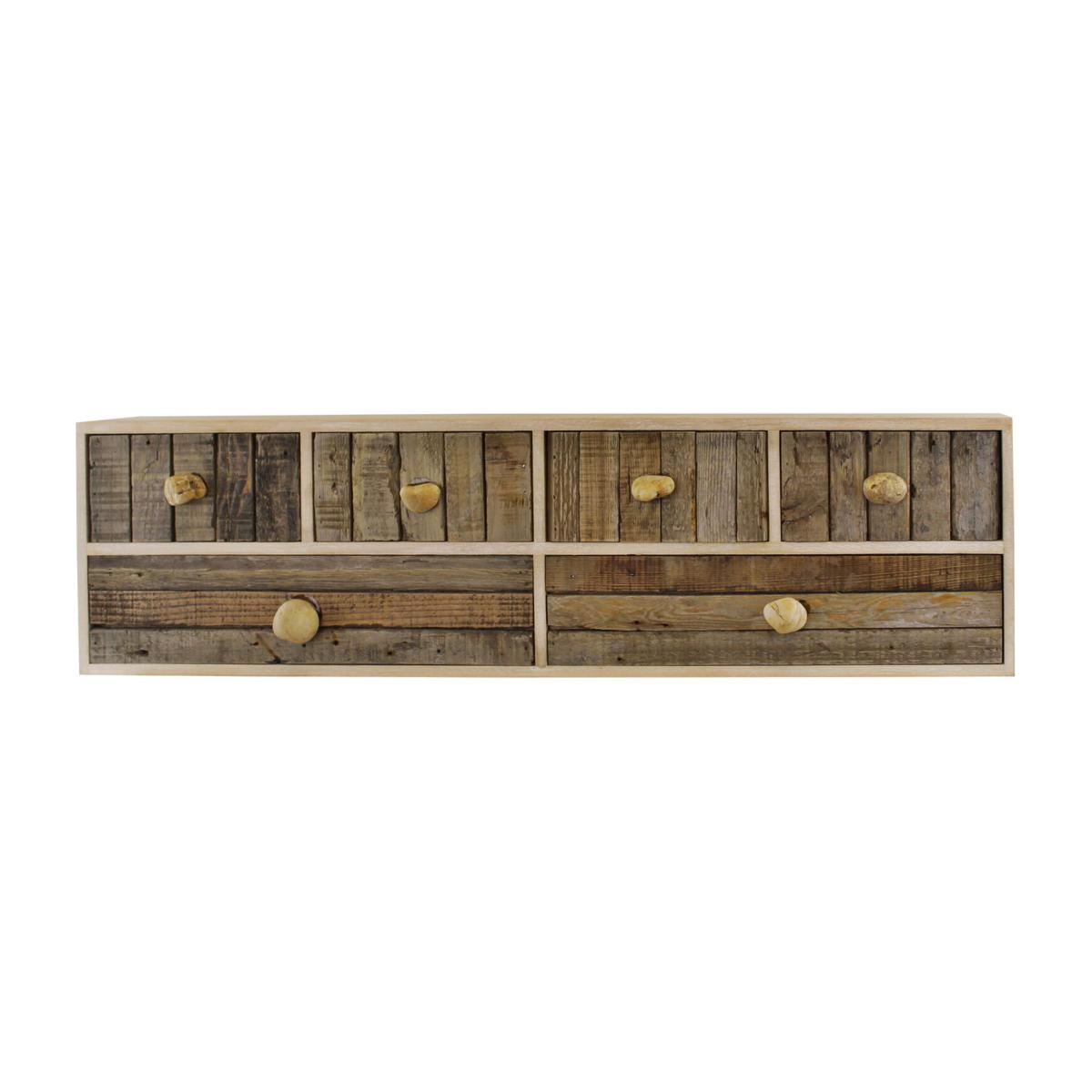 Driftwood Effect Drawers With Pebble Handles - Dark Brown