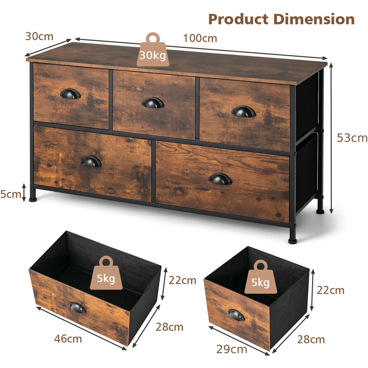 Costway Dresser Organizer-Rustic Brown  - Rustic Brown – image 2