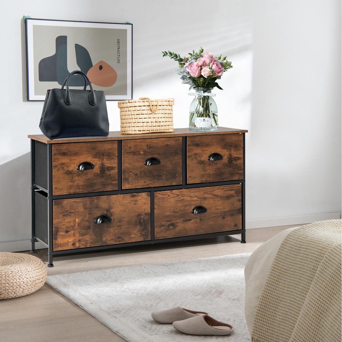 Costway Dresser Organizer-Rustic Brown  - Rustic Brown – image 3