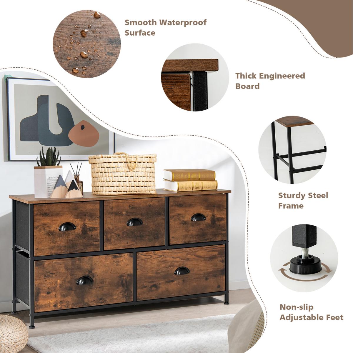 Costway Dresser Organizer-Rustic Brown  - Rustic Brown – image 4