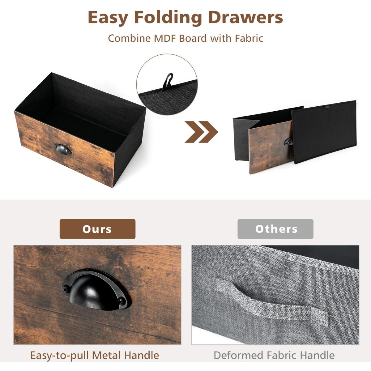 Costway Dresser Organizer-Rustic Brown  - Rustic Brown – image 5