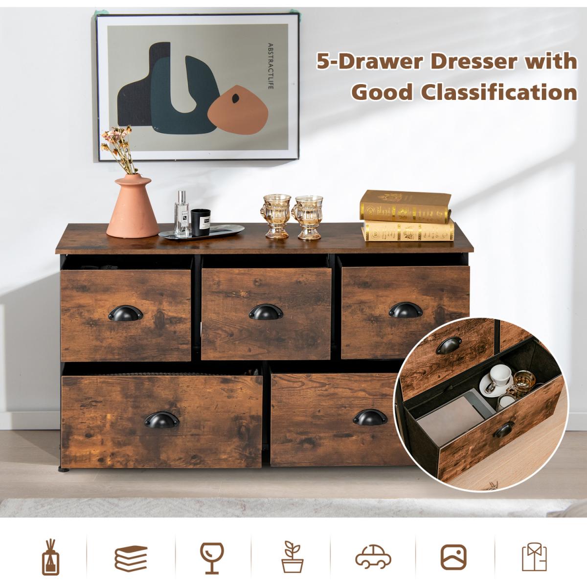 Costway Dresser Organizer-Rustic Brown  - Rustic Brown – image 6