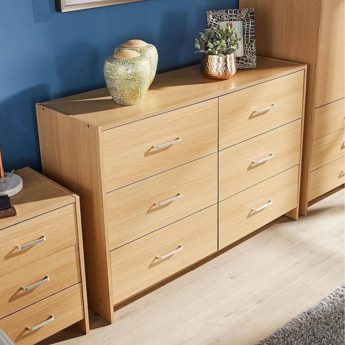 Stratford 6 Drawer Bedroom Storage Chest Unit - Oak – image 5