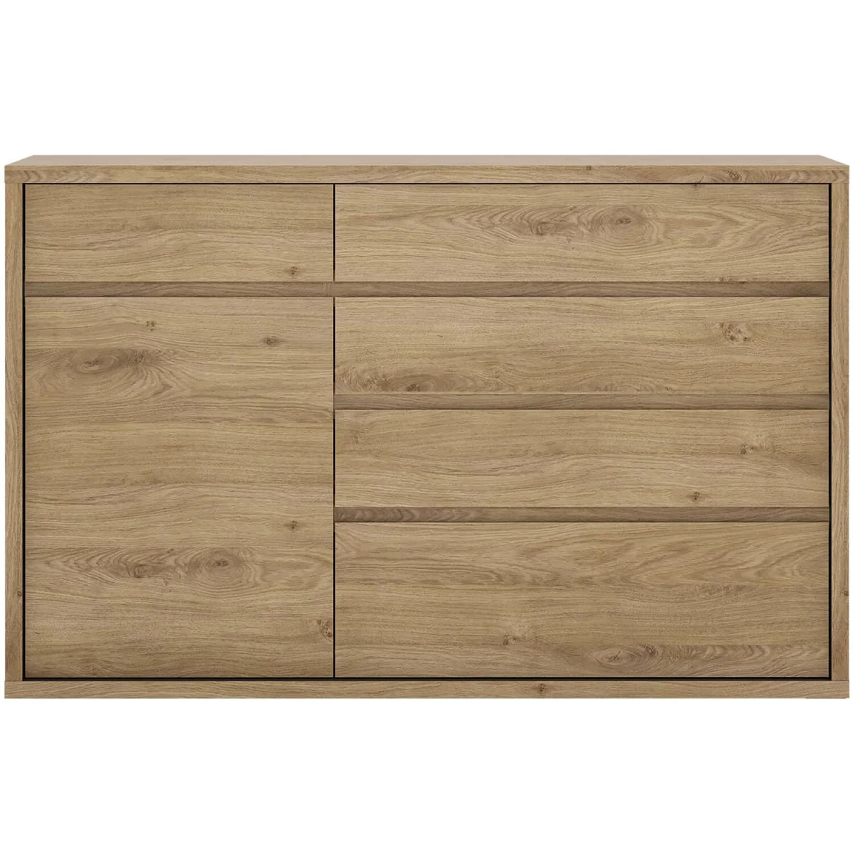 Athens Natural Oak Effect 1 Door 5 Drawer Storage Chest - Natural – image 4