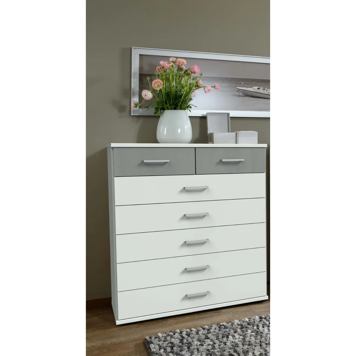 Chiswick White & Grey 5+2 Drawer Chest - White – image 2