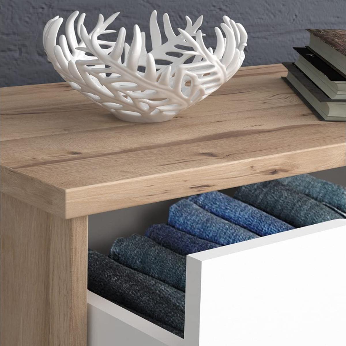 Matt White Light Oak Effect 3 Drawer Chest of Drawers, No Handle - Matt White – image 4