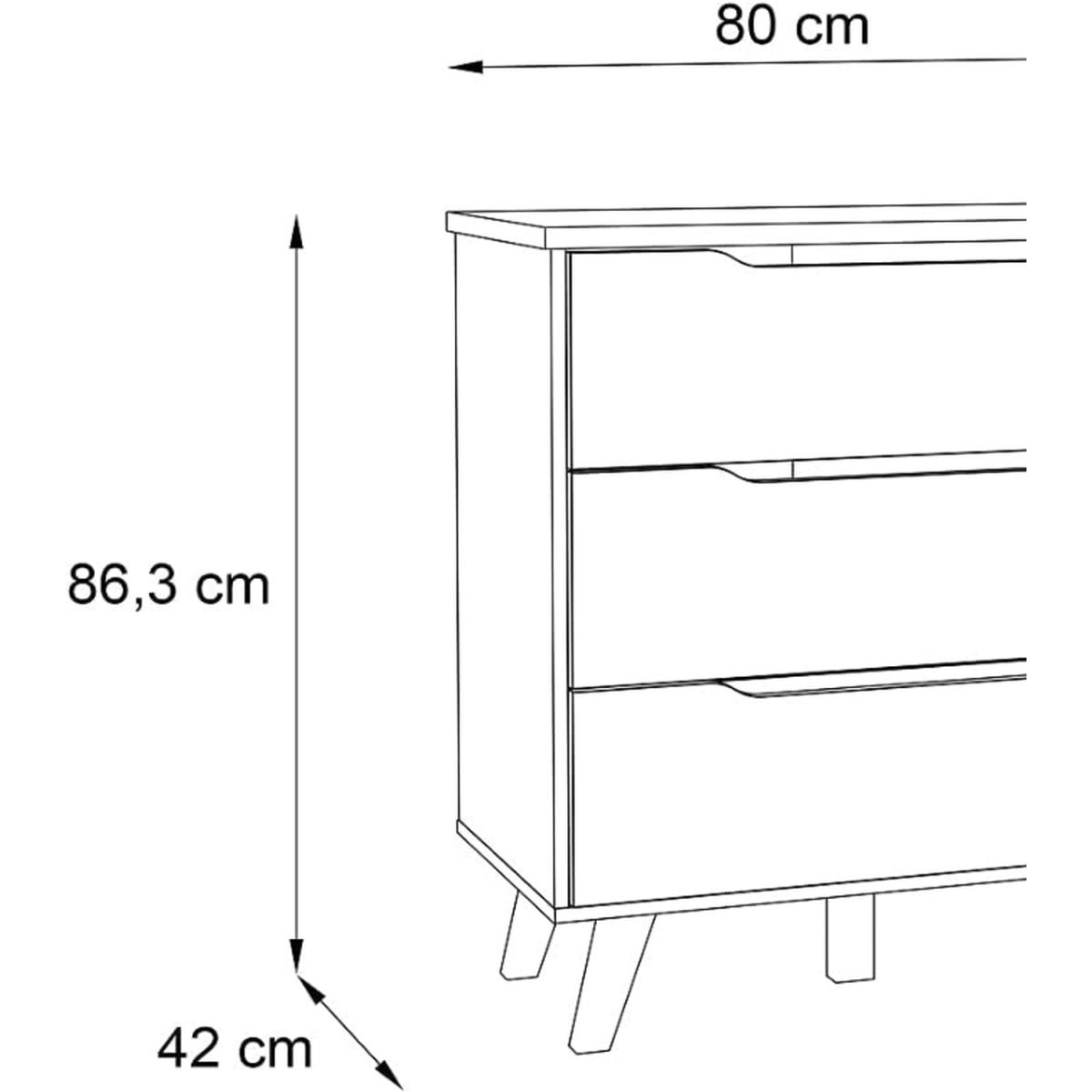 Matt White Light Oak Effect 3 Drawer Chest of Drawers, No Handle - Matt White – image 5