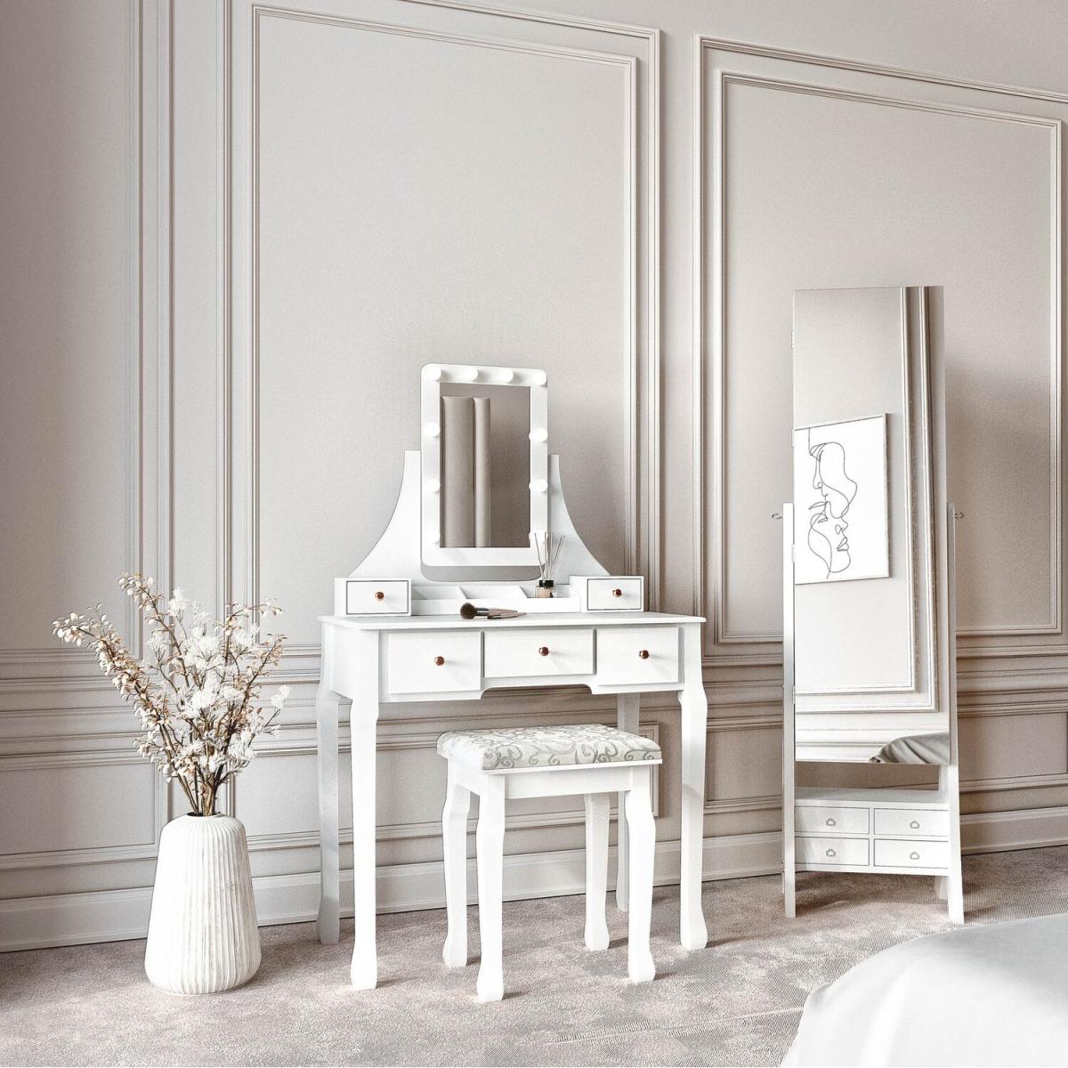 Arianna x Nikita Dressing Table and Jewellery Cabinet - White