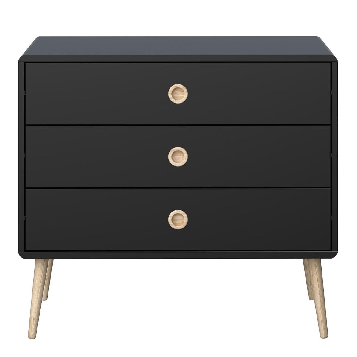 Softline 3 Drawer Wide Chest of Drawers - Black – image 2