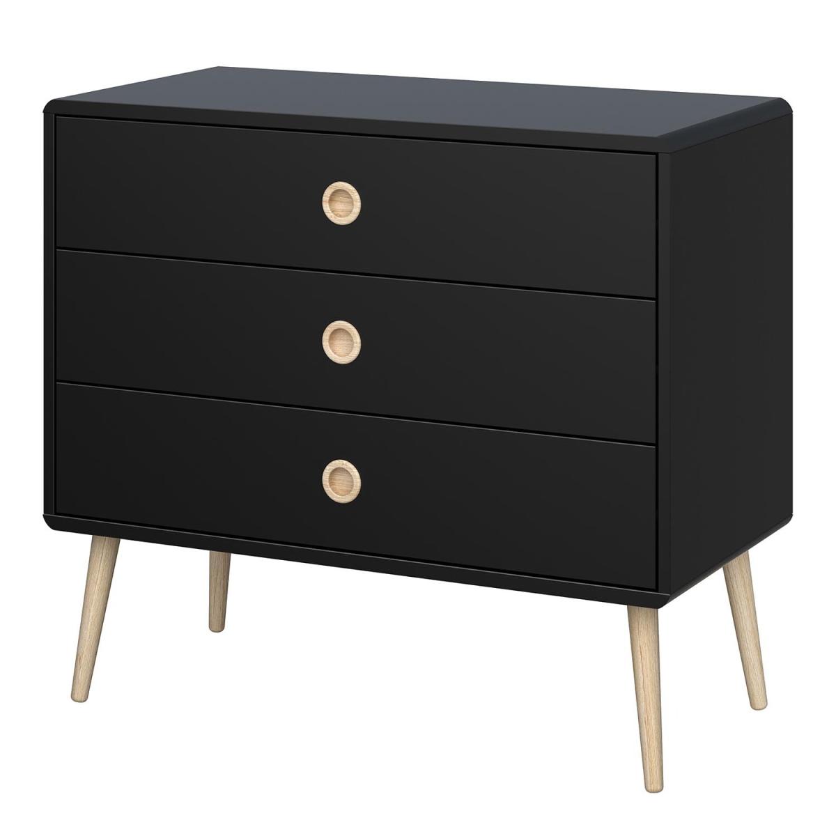 Softline 3 Drawer Wide Chest of Drawers - Black – image 3