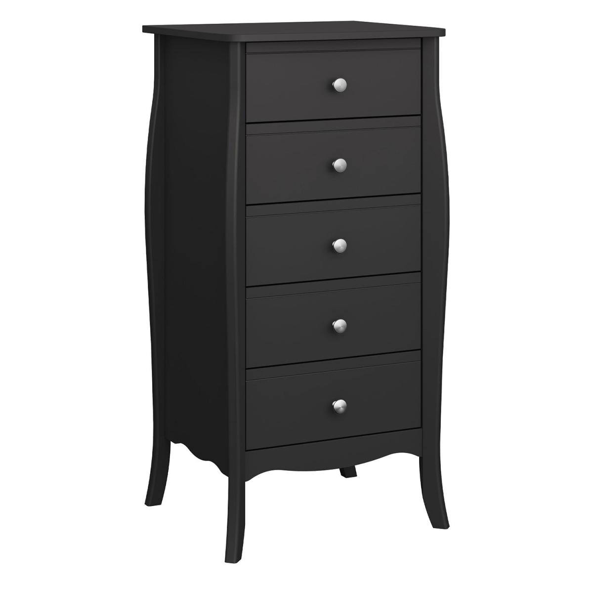 Baroque Five Drawer Narrow Chest - Black – image 2