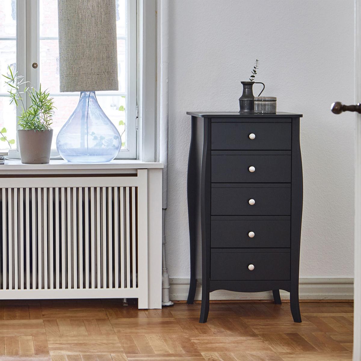 Baroque Five Drawer Narrow Chest - Black – image 8