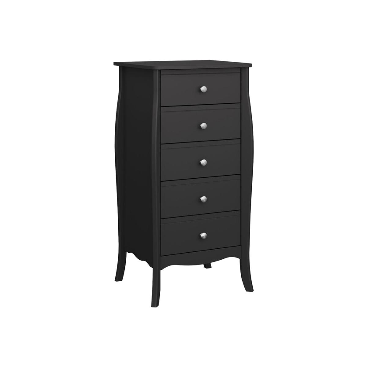 Baroque Five Drawer Narrow Chest - Black – image 1