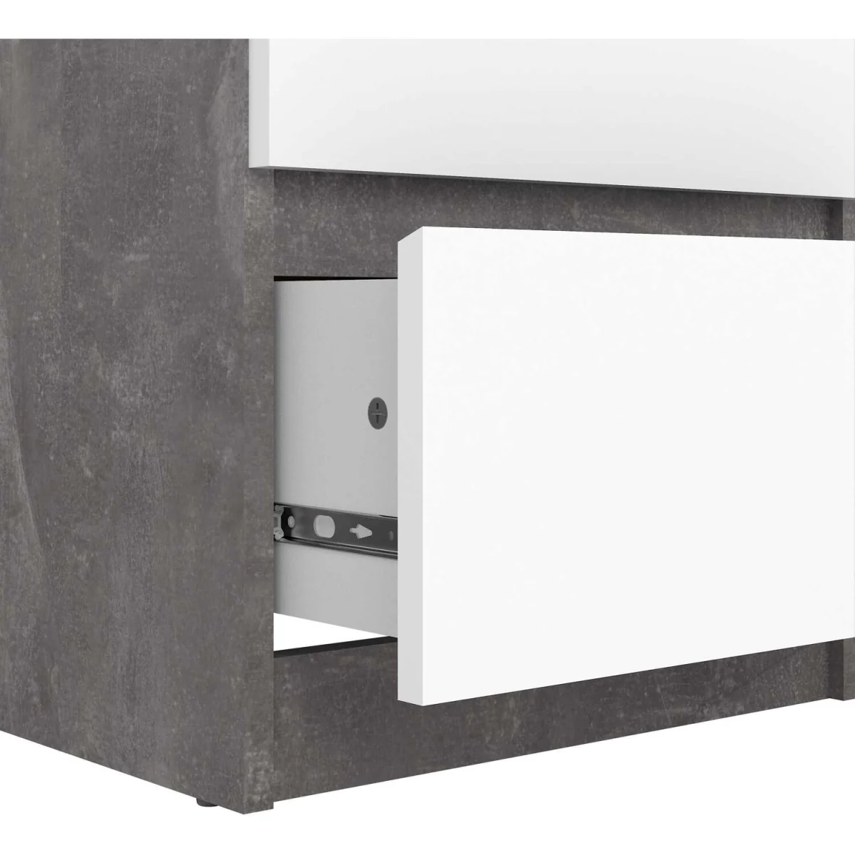Budapest Narrow 5-Drawer Chest of Drawers, Concrete-Effect & White Gloss - White – image 7