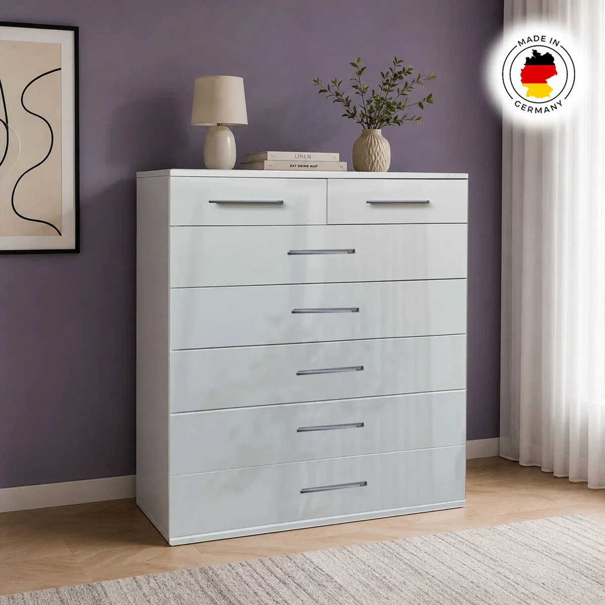 Windsor Gloss White 5 Plus 2 Chest of Drawers - White – image 3