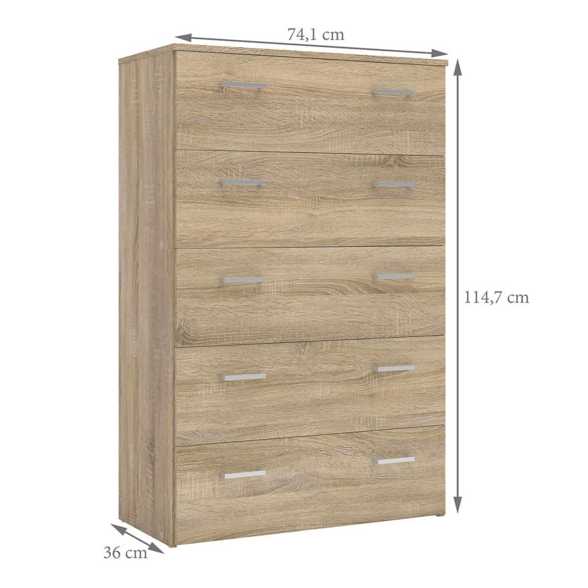 Space Chest of 5 Drawers - Oak – image 9
